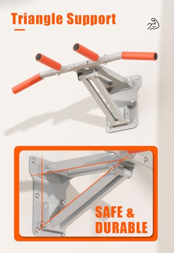 Wall Mounted Chin Up Bar Multifunctional Pull Up Bar Dip Bar Station for Home Gym Workout, Power Tower Training Equipment Fitness Dip Stand 1300Lbs Capacity