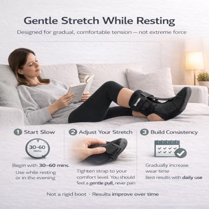 Plantar Fasciitis Night Splint, Foot Roller & Lacrosse Ball for Tension Relief, Foot Pain Relief Heel Spur, Arch Pain, Achilles Tendonitis, Comfortable and Gentle Foot Brace Men and Women (L)