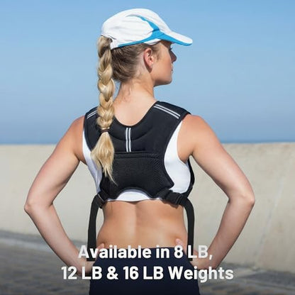 MIKOLO Weighted Vest, 8lb/12lb/16lb Weight Vest for Women & Men, Weight Vest with Reflective Stripe for Walking, Running, Strength Training & Workout(8lb) - size: 8lb