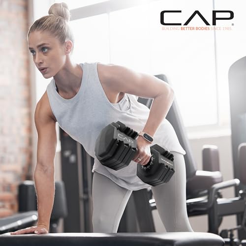 CAP ADJUSTABELL Adjustable Dumbbell Weights - Singles & Pairs | 12.5 lb, 25 lb & 55 lb | Multiple Handle Options - size: 55 lb - Chrome Handle, style: Single