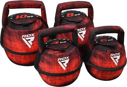 RDX Kettlebell Weights Sandbag with Handle, Fitness Strength Training Weight Lifting Bodybuilding Workout, Swings Squats Snatch Deadlift Thruster, Available In 4 6 8 10 12KG - color: FILLED RED, size: 10KG