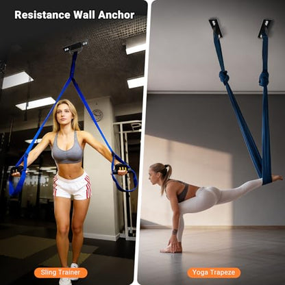 Battle Rope Anchor, Wall Ceiling Mount Bracket for Suspension Strap, Body Weight Strength Training Systems, Heavy Duty Hammock Hanging Kit for Battle Rope, Yoga and Gymnastic Rings,Boxing Equipment - size: 2 PACK