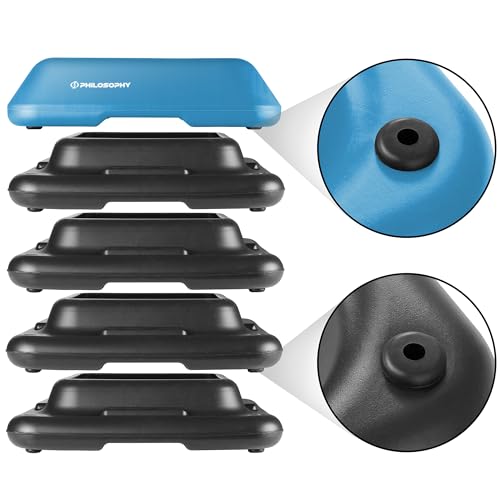 Philosophy Gym Aerobic Exercise Adjustable High Step Platform, with 4 Risers Included