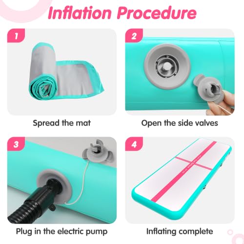 FINCOME Inflatable Gymnastics Mat Tumble Track Air Mats for Home with Pump - color: Green Red, size: 10ft*5ft*6inches(3m*1.5m*0.15m)