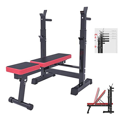 Dip Stands Weightlifting Bed Household Folding Weightlifting Bed Bench Press Rack Multifunctional Barbell Rack Small Professional Training Bed Dumbbell Stool Fitness Equipment ，Black-58x38x80~105cm