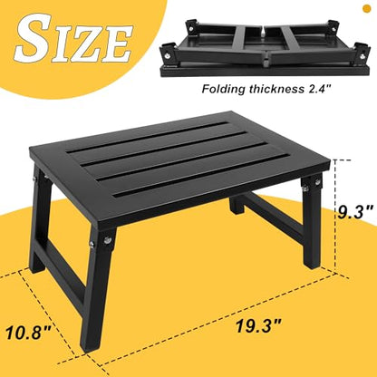 RV Step Stool Foldable 1000 lbs Capacity, Heavy Duty Metal Steps Platform, Stable RV Steps Stool for Camper, Motorhome, Outdoor Travel, Non-Slip Rubber Feet and Easy to Carry