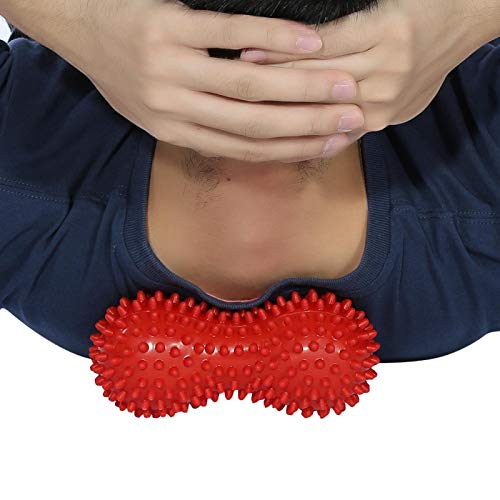 Agatige Double Peanut Massage Lacrosse Ball, Spiky Therapy Ball for Leg Back Shoulder Muscle Release Relief Deep Tissue Massage Yoga Ball for Yoga, Pilates, Tennis(#1 Red)