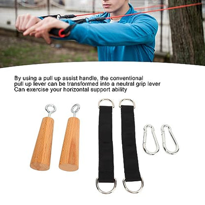 Wooden Pull-Up Grips, Durable Comfortable Upper Body Strength Trainer Home Gym Equipment for Men Women Fitness Enthusiasts Strength Training Daily Workouts