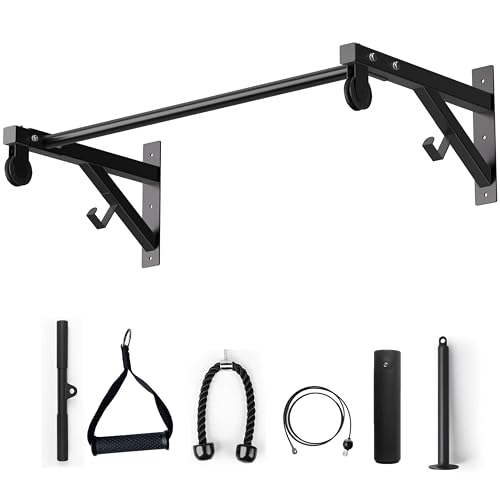 Pull Up Bar Wall Mounted, Heavy Duty 650 lbs Capacity Chin Up Bar, 48" Multi-Grip Strength Training Pull-up Bars, for Home Gym Garage/Backyard Total Body Workout, Ease Of Use Mounting