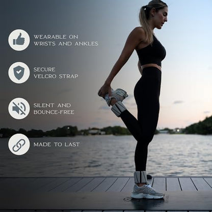 FFLLOOWW Adjustable Ankle & Wrist Weights Set, 2 lbs Each (4 lbs Total), Soft Comfortable Weights for Walking, Pilates, Barre & Home Workouts with Secure Fit for Women & Men