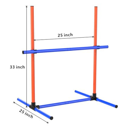 Dog Agility Training Equipment, 2-Sets Adjustable Dog Jumps & Hurdles Set for Backyard, Outdoor Dog Obstacle Course Training Starter Kit with Weave Poles and Carrying Bag for Large Small Dogs - size: 2-Sets
