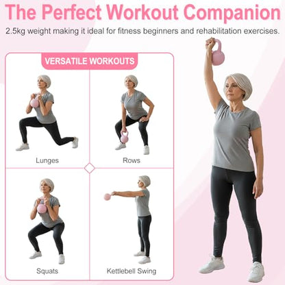 5.5lb Soft Kettlebell Cushioned Impact-Resistant, Non-Slip TPE Coating, Home Workout Kettlebell Weights for Beginners, Pilates, Strength and Cardio Training