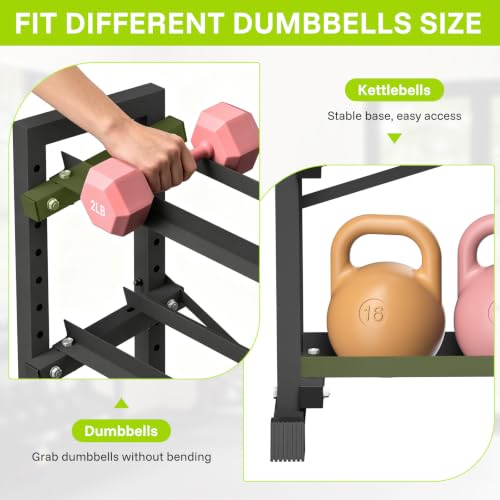 Eocnrhe Dumbbell Rack Stand Only, Weight Rack for Home Gym, 3-Tier Adjustable Dumbell Rack Heavy-Duty Weight Stand for Dumbbells Kettlebells - size: 18.7"D × 33.26"W × 35.82"H