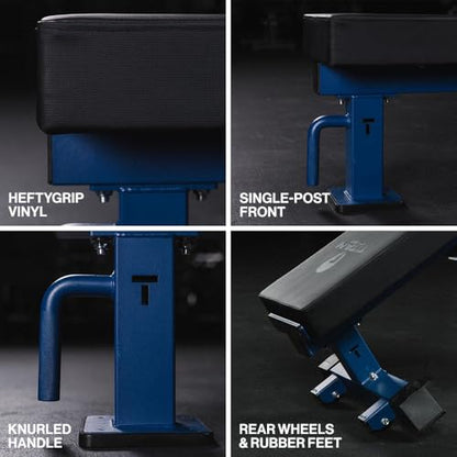 Titan Fitness TITAN Series Single Post Flat Bench, Rated 1,200 LB, 4" Thick HeftyGrip Vinyl Pad, Dedicated Home Gym Competition Weightlifting & Strength Training Utility Bench - color: Navy