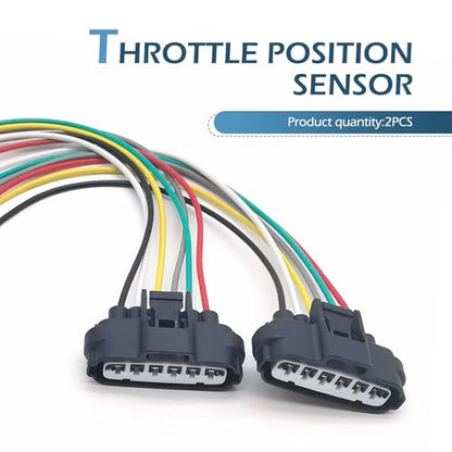 2PCS Throttle Body Pigtail, 6 Pin Plug & Play Throttle Position Sensor Repair Connector, Waterproof & Heat Resistant Vehicle Harness Plug Connector, Compatible with 90980-11858 (Black)