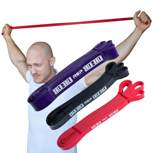 Rep Fitness Pull-Up Bands Resistance Exercise Workout Equipment Set for Home Gym Training – Heavy Duty Stretch Band for Assisted Pullups, Strength Training, Physical Therapy, and Fitness Workouts - color: Bundle: Red, Black, Purple