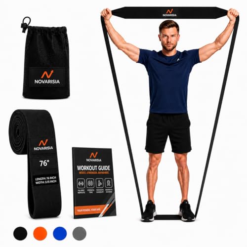 76 Inches Long Heavy Fabric Resistance Bands for Women and Men - Non-Slip, Durable Exercise Bands for Stretching, Yoga, Home Fitness - color: Black 76" Long Belt
