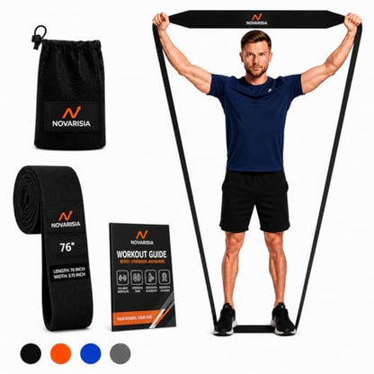 76 Inches Long Heavy Fabric Resistance Bands for Women and Men - Non-Slip, Durable Exercise Bands for Stretching, Yoga, Home Fitness - color: Black 76" Long Belt