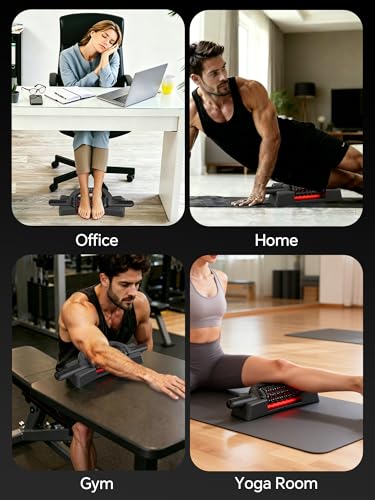 Rolling Percussive Deep Tissue Massage Roller Stick with Hands-Free Base,Rechargeable 6-Speed Massager for Muscle Recovery & Lymphatic Circulation,Ideal for Back,Arm,Leg,Calf & Foot Massage