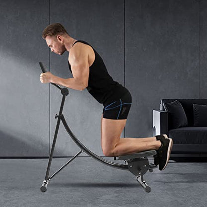 Ab Machine Abdominal Crunch Core Workout Equipment Foldable Exercise Ab Trainer Machine Coaster Abdominal/Core Fitness All Training Equipment Levels for Home & Gym - size: 41.33*15.74*43.3in Black