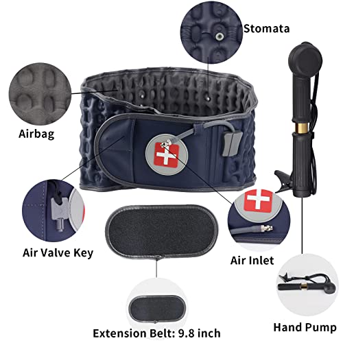 Decompression Back Belt, Inflatable Back Brace for Back Pain, Blue - color: Blue