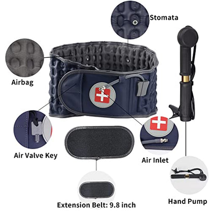 Decompression Back Belt, Inflatable Back Brace for Back Pain, Blue - color: Blue