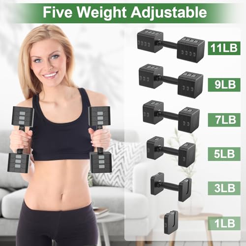 Hezeyferg 18LBS 22LBS Adjustable Dumbbells Set, Hand Weights Sets with Mutilple Levels, Adjustable Weight Dumbbells for Women/Men Home Gym Full Body Workout - color: Ink 11LB Each ( 22LB Pair )
