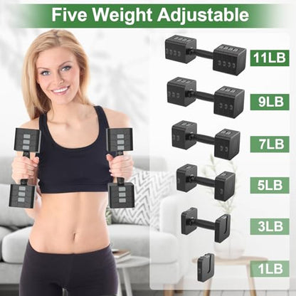 Hezeyferg 18LBS 22LBS Adjustable Dumbbells Set, Hand Weights Sets with Mutilple Levels, Adjustable Weight Dumbbells for Women/Men Home Gym Full Body Workout - color: Ink 11LB Each ( 22LB Pair )
