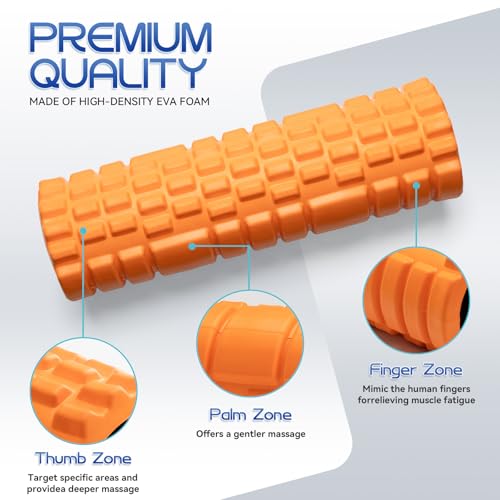 Krightlink 2-in-1 18" Foam Roller Set for Deep Muscle Massage - color: Orange-18"(2 in 1)