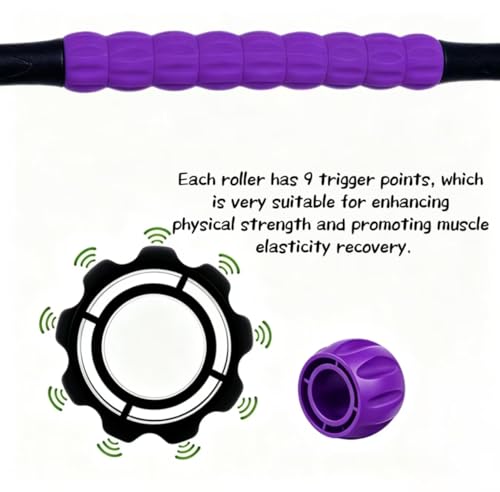 Muscle Roller Stick - A Full-Body Massage Roller that Can Relieve Muscle Soreness, Cramps and Tension After Exercise. It is a Handheld Physical Therapy and Recovery Tool（Black and Purple） - color: Purple