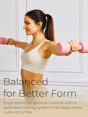 Adjustable Dumbbell Set｜2LB 3LB 4LB 5LB Light Hand Weights for Women｜One-Twist Weight Adjustment｜Non-Slip Curved Grip Handle｜Free Weights for Home Gym, Rehab, Pilates, Yoga, Strength Training - color: Blush Pink