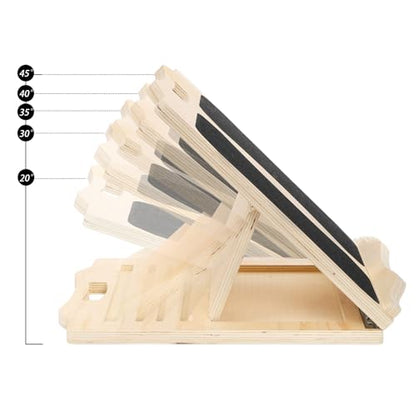 Wooden Slant Board for Calf Stretching, Portable Squat Incline Board for Knees Ankle Leg Heel, Adjustable 5 Angles Calf Stretch Wedge for Exercise, Physical Therapy