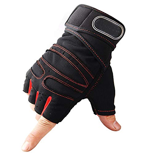 Workout Gloves for Powerlifting, Weight Training, Biking, Cycling - Premium Quality Weights Lifting Gloves Gym Gloves Washable for Callus and Blister Protection Men & Women - color: Red, size: Medium