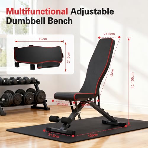 2026 ALSO GO New Adjustable Weight Bench, Workout Benches with Leg Extension, Foldable Incline Decline Bench Press, Roman Chair, Full Body Strength Training Equipment for Home Gym - color: Deep Black