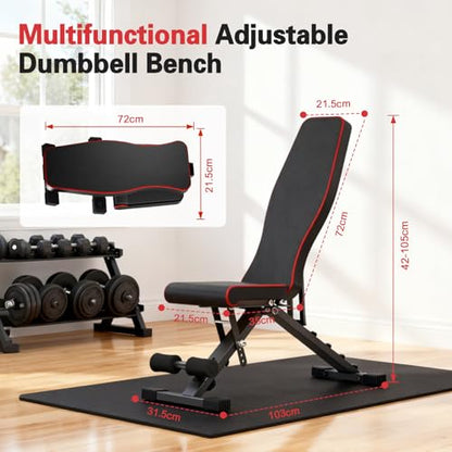 2026 ALSO GO New Adjustable Weight Bench, Workout Benches with Leg Extension, Foldable Incline Decline Bench Press, Roman Chair, Full Body Strength Training Equipment for Home Gym - color: Deep Black