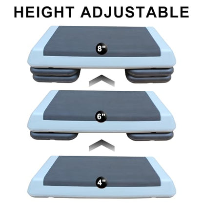 Exercise Aerobic Step Platform,Adjustable Height Fitness Stepper Stackable Risers, Aerobics Stepper Workout Stepper for Gym Home Cardio Strength & Training - color: Gray-2 Risers