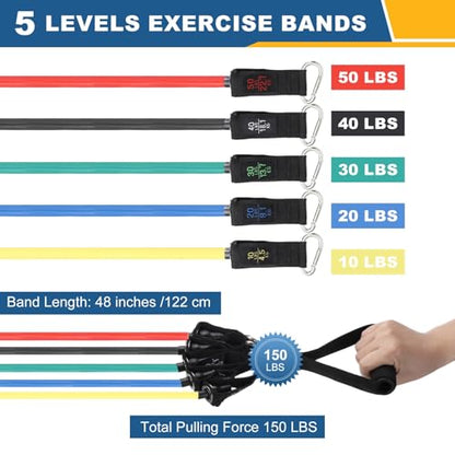 Resistance 5 Level Exercise Band for Working Out 150LB Mixcolor