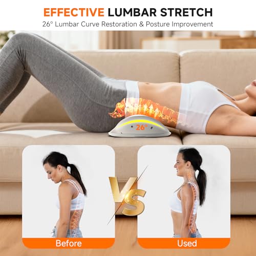 Electric Lumbar & Back Stretching Massager with Airbag Stretch, Vibration Massage, Auto Mode | for Home Relaxation, Ideal Gift (White) - color: White