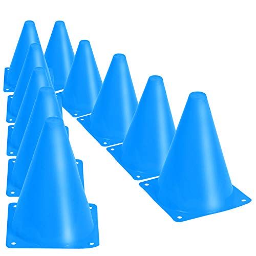 30 Pack 7 Inches Sports Training Cones, Blue Traffic Cones with Rounded Edges for Safety, Soccer, Football, Basketball Coaching, Agility, Drill Training, Field Marker Cones