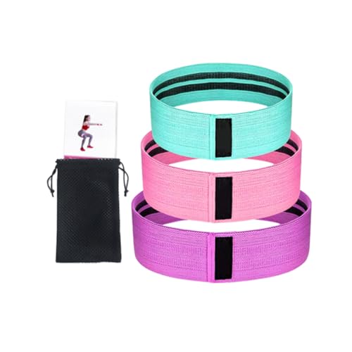 Cabilock Resistance Hip Bands Set of 3 with Non-Slip Natural Latex, Elastic Fitness Exercise Bands for Butt Lifting, Squat Training and Lower Body Workout with Mesh Bag and Instruction