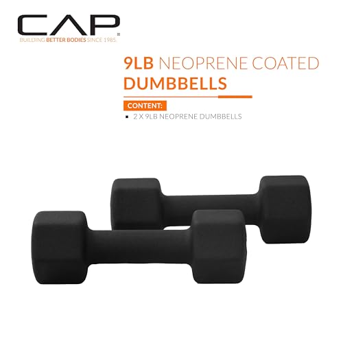 CAP Barbell Neoprene Dumbbell Weights Pairs & Sets | Black - style: 9 lb Pair