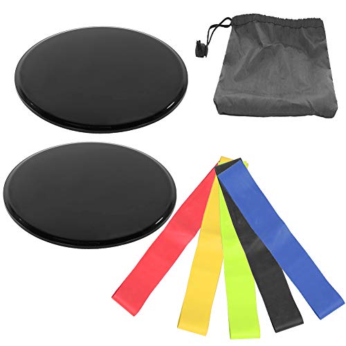 Fitness Sliding Disc Workout Equipment Core Slider Exercise Training Disks for Home Gym Street Workout ABS Material Pink Black Red Blue Green Orange 2 Pack - color: Black sliding basin + five-piece set + cloth bag