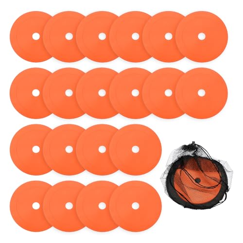 Flat Cones Spot Markers, Non-Slip Spot Marker Agility Dot Soccer Cones with Drawstring Bags - color: Orange