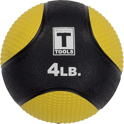 Body-Solid (GMR10B-PACK Medicine Ball Set for Upper and Lower Body Workouts - Superior Grip & Textured Surface Includes 4, 6, 8, 10, 12 Pound Balls with Convenient Rack Stand