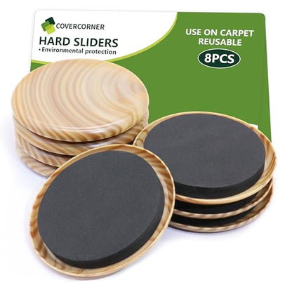 Furniture Sliders for Carpet 8 PCS - 3 1/2" Beige Coffee - size: 8 PCS 3 1/2 inch Beige Coffee