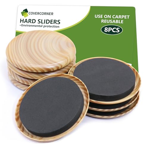 Furniture Sliders for Carpet 8 PCS - 3 1/2" Beige Coffee - size: 8 PCS 3 1/2 inch Beige Coffee