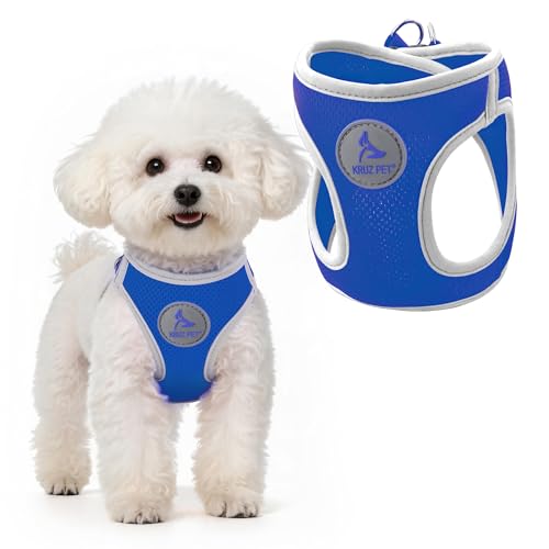 Kruz Dog Harness (Chest 16"-17", Weight 10–15 lbs) Athletica Adjustable Heavy Duty No Choke Puppy Vest for Small Dogs Lightweight Air Mesh, Reflective, Puppy Essentials – Blue, Medium - color: Blue, size: Medium
