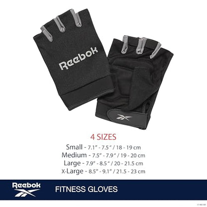 Reebok Classic Fingerless Gloves Lightweight Fitness & Weight Lifting Gloves for Training - color: Grey, size: Large