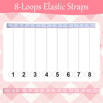 Adjustable Stretch Strap, 2 Pcs Elastic Yoga Stretching Strap with Loops 8-Loop Dance Stretch Band Stretching Bands for Flexibility Multi-Loop Exercise Bands for Pilates, Latin and Yoga