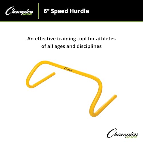 Champion Sports Speed Hurdles – Lightweight Adjustable Agility & Jump Training for Athletes - Speed & Stride Drills, Soccer, Football & Track - style: 6" Yellow (Single Hurdle)